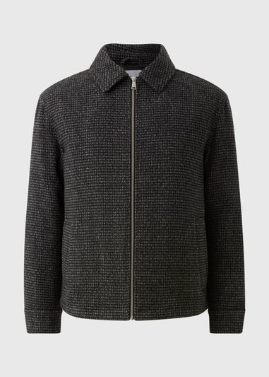 Grey Smart Check Zip Through Jacket