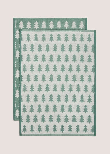Green Christmas Tree Tea Towels