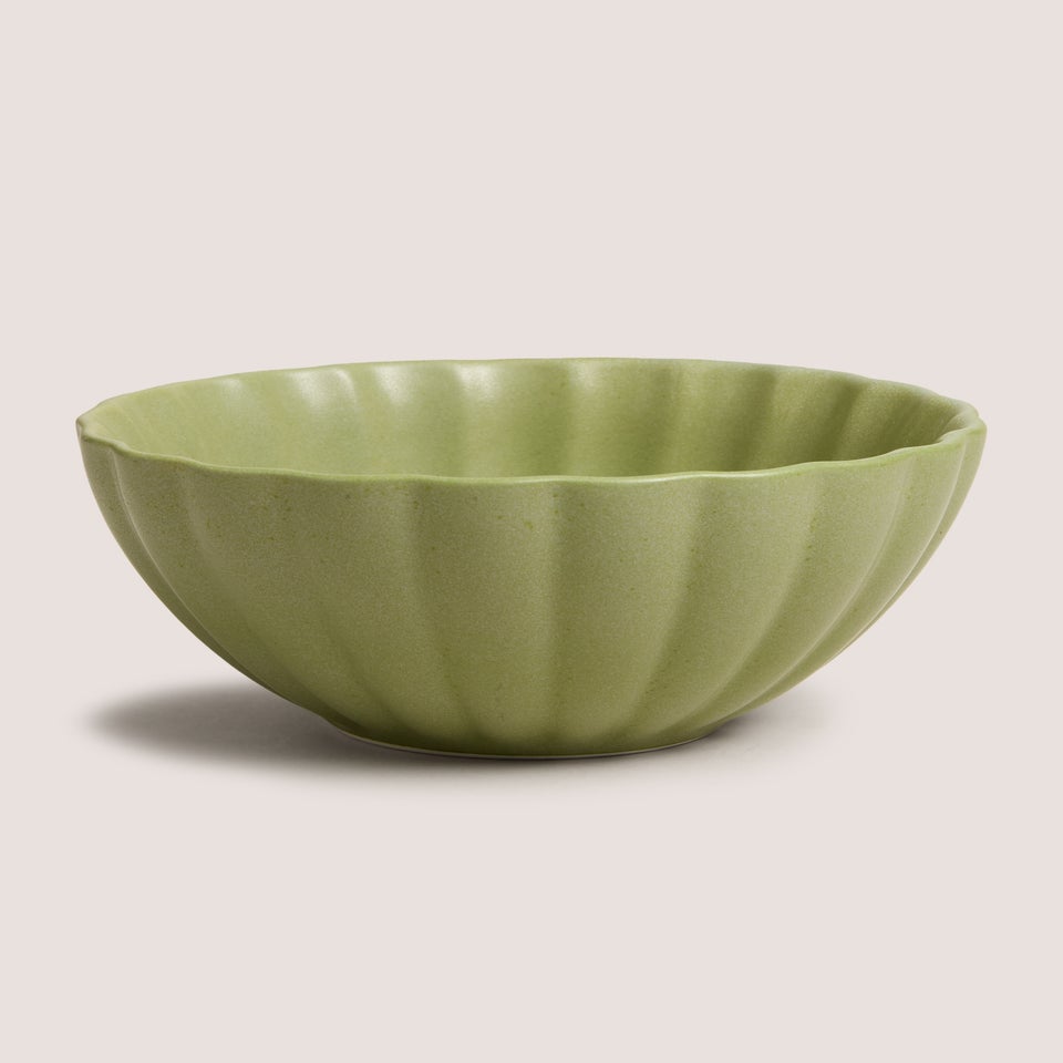 Green Scalloped Bowl