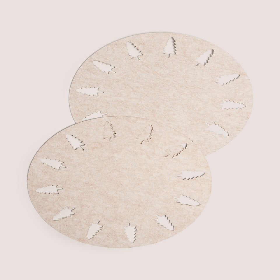 2 Pack Natural Felt Tree Placemats