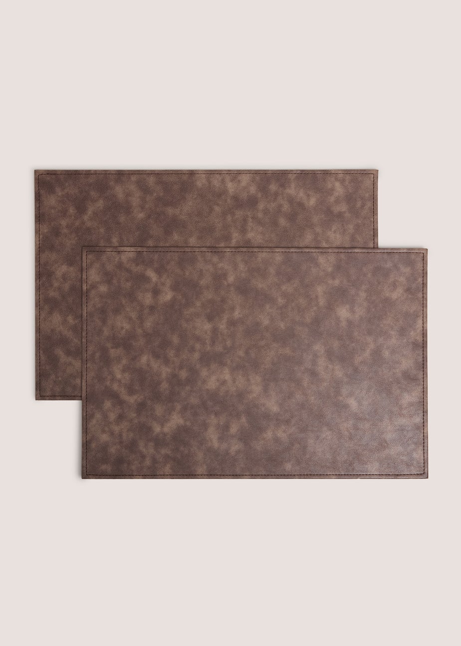 2 Pack Brown Faux Leather Placemats