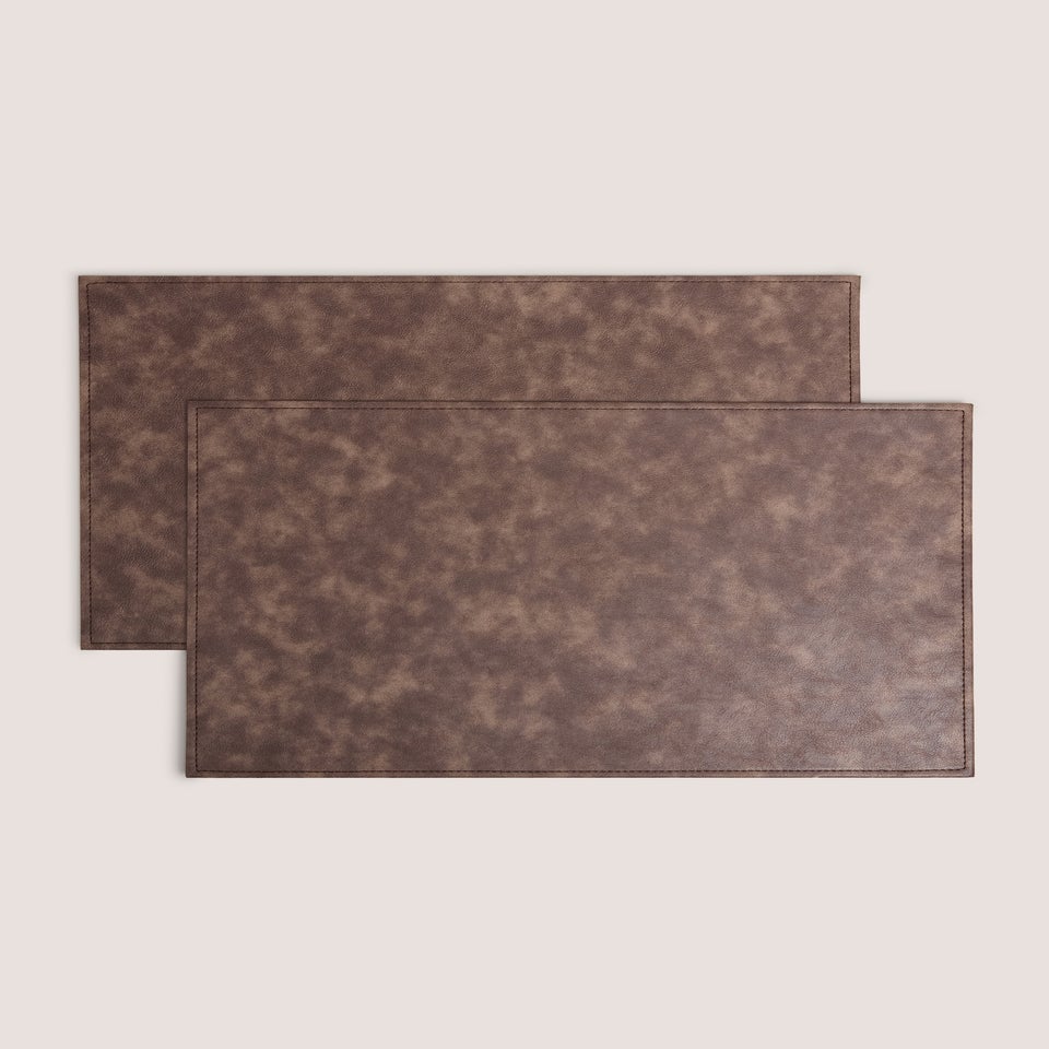 2 Pack Brown Faux Leather Placemats