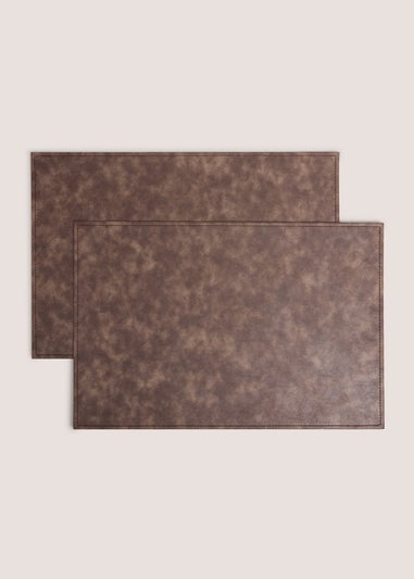 2 Pack Brown Faux Leather Placemats