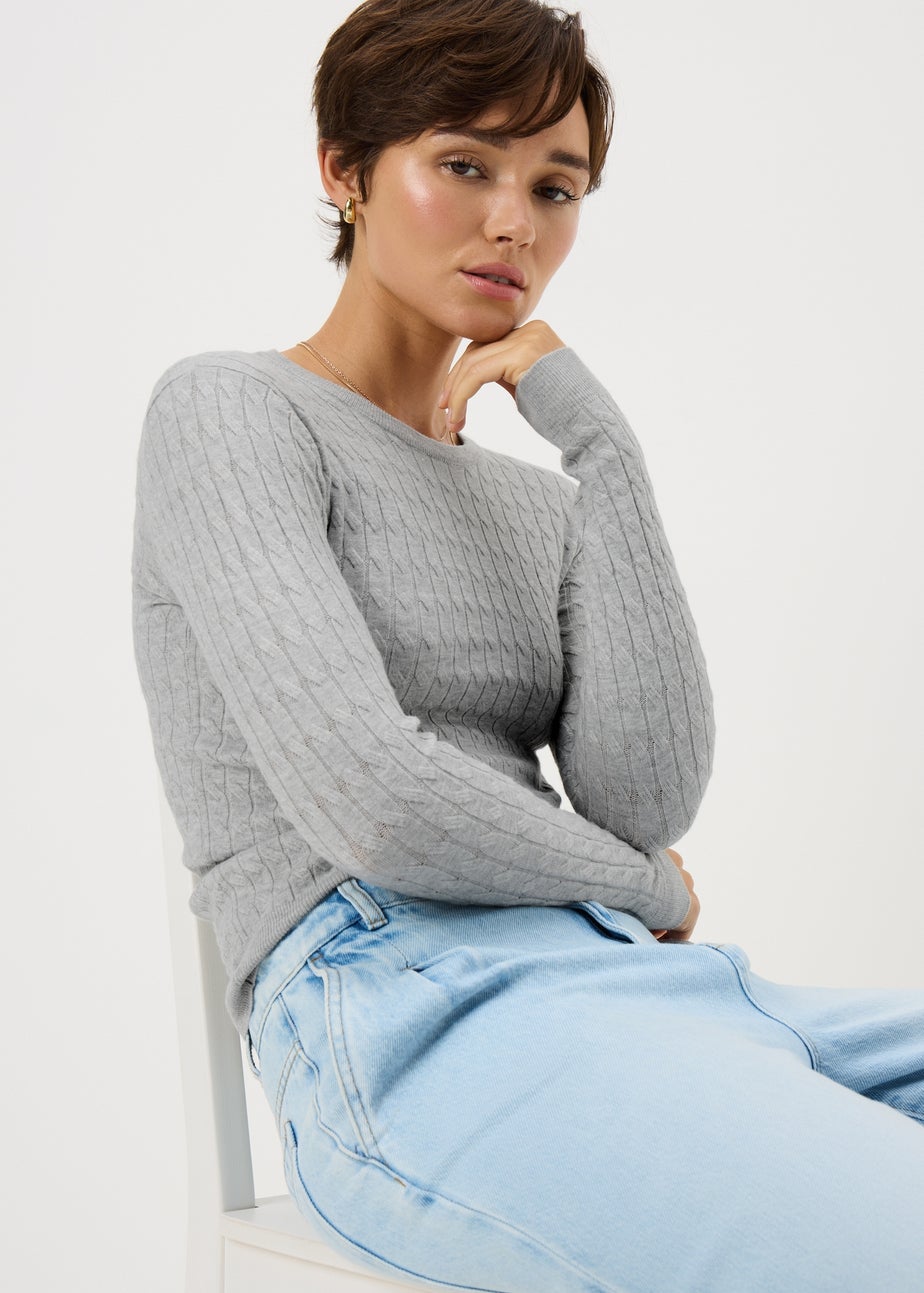 Light Grey Baby Cable Knit Jumper