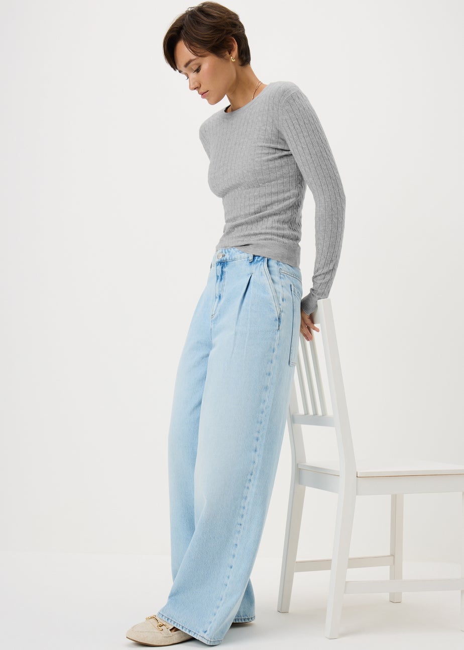 Light Grey Baby Cable Knit Jumper