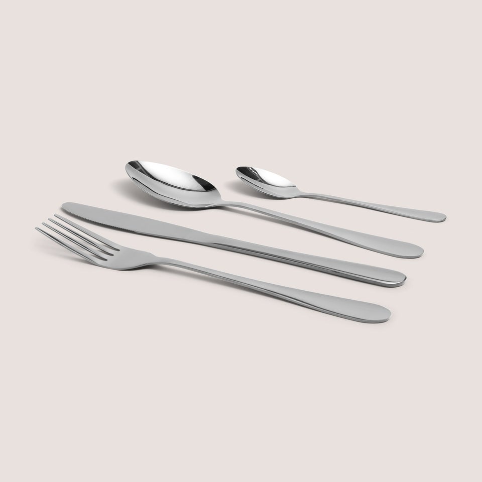 16 Piece Black Cutlery Set