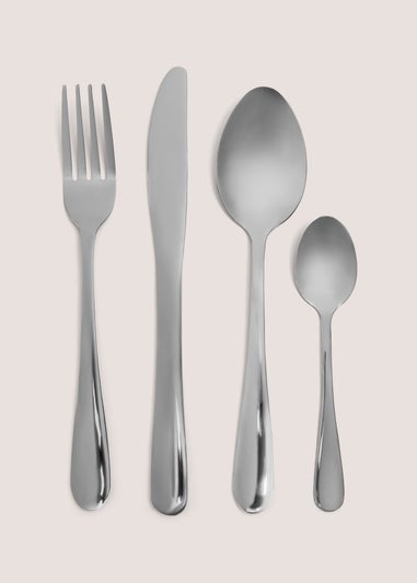 16 Piece Black Cutlery Set
