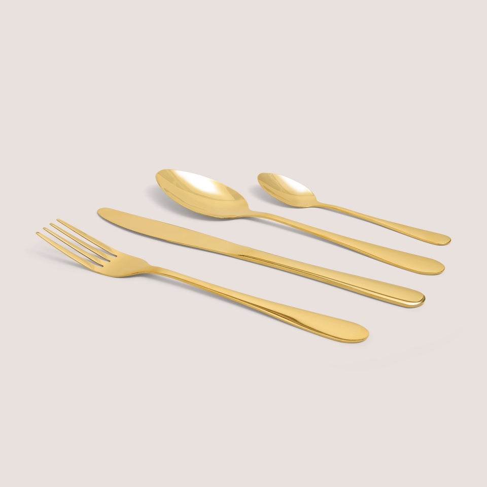 16 Piece Gold Cutlery Set