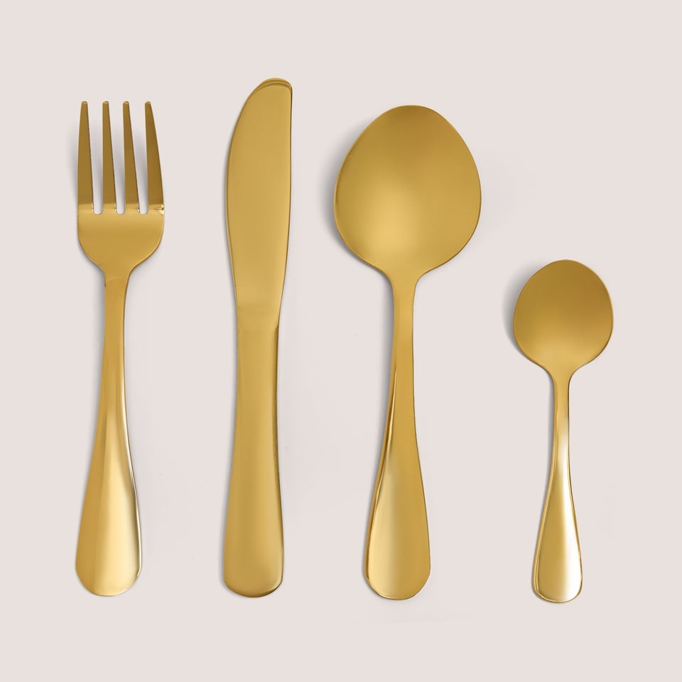 16 Piece Gold Cutlery Set
