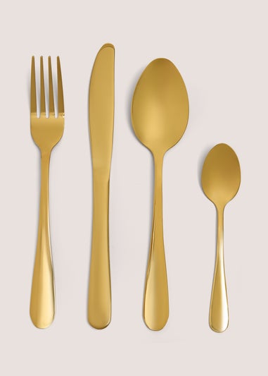 16 Piece Gold Cutlery Set