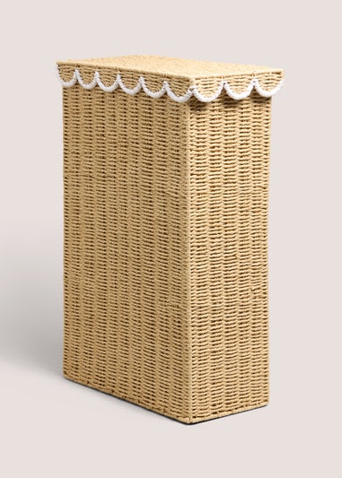 Natural Scallop Edge Narrow Laundry Basket