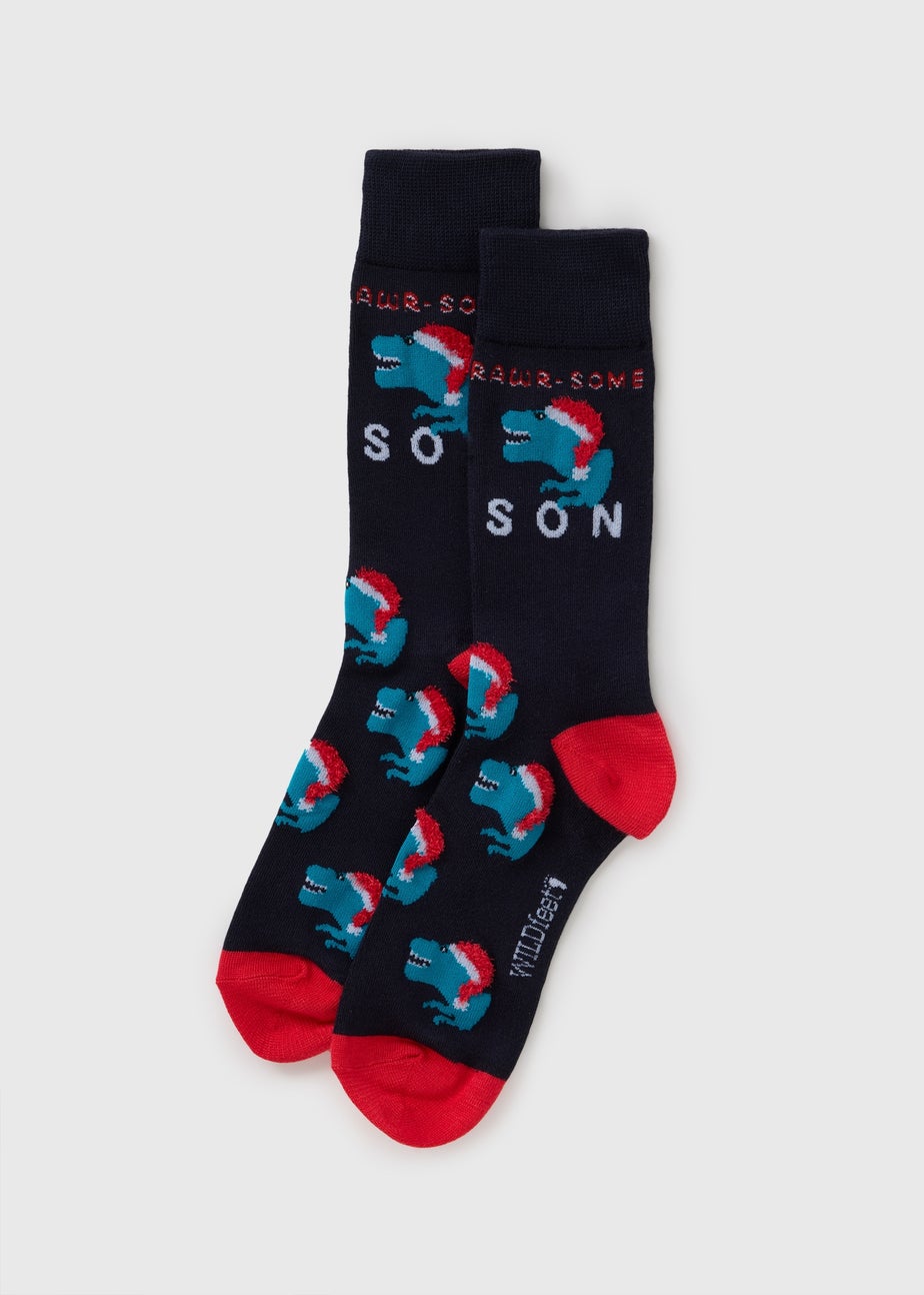 Multicolour Christmas Dino Son Socks