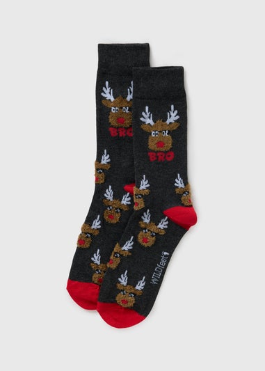 Black Reindeer Bro Socks