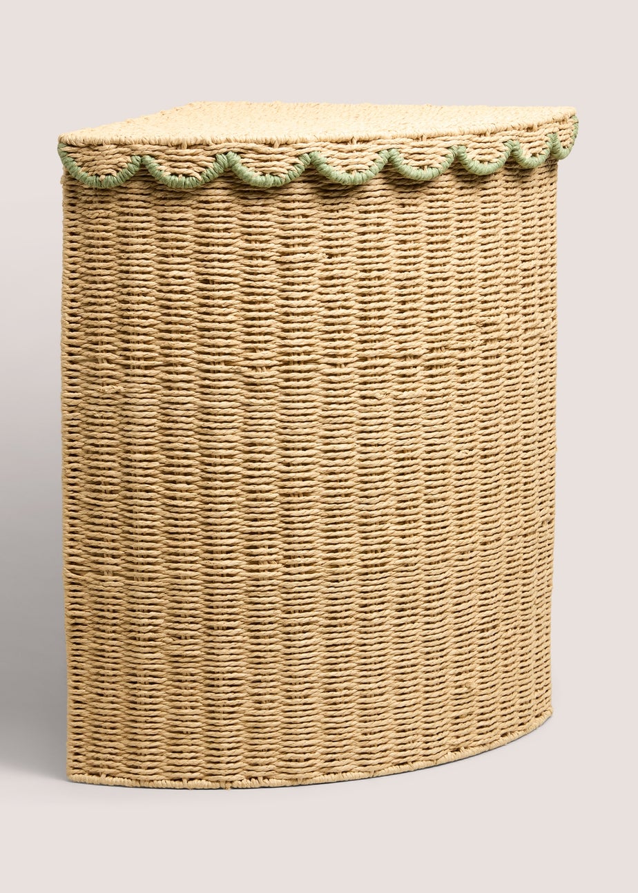 Natural Scallop Edge Corner Large Laundry Basket