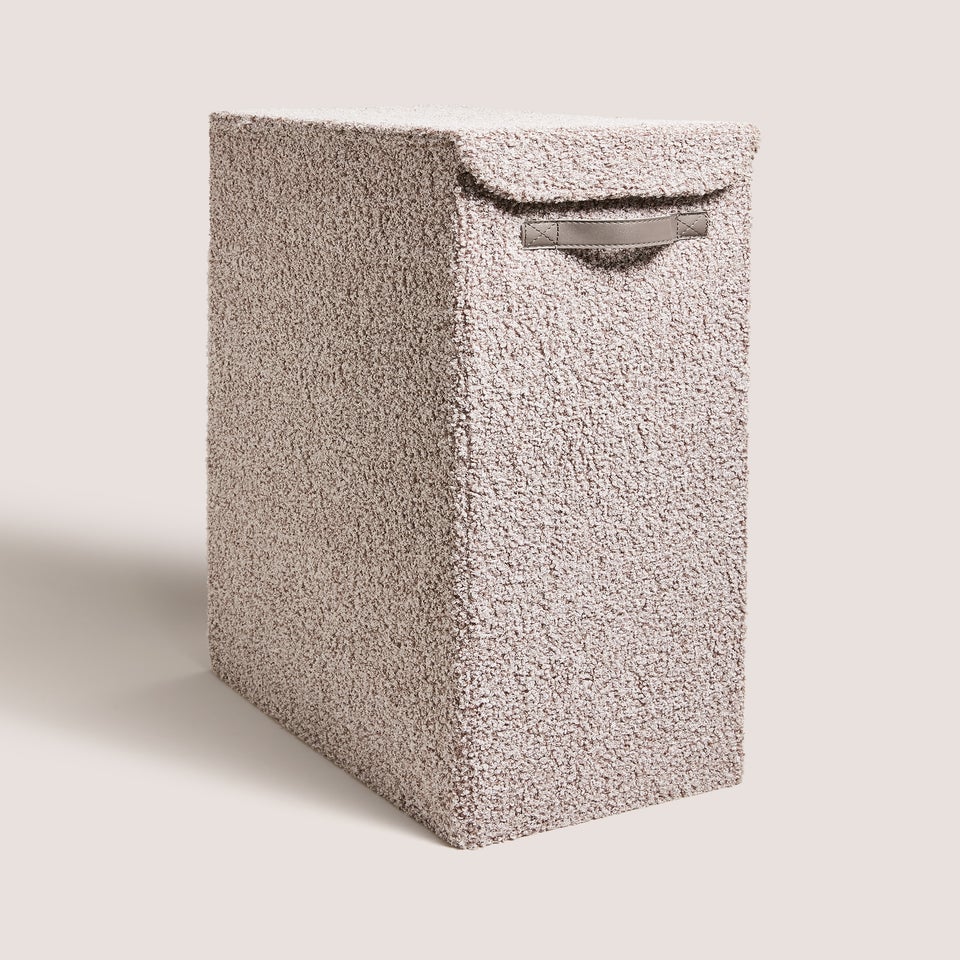 Grey Boucle Narrow Laundry Hamper