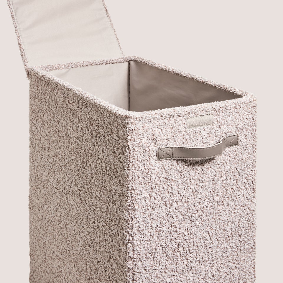 Grey Boucle Narrow Laundry Hamper
