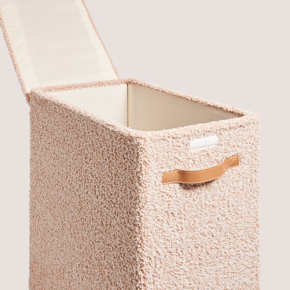 Cream Boucle Narrow Laundry Hamper