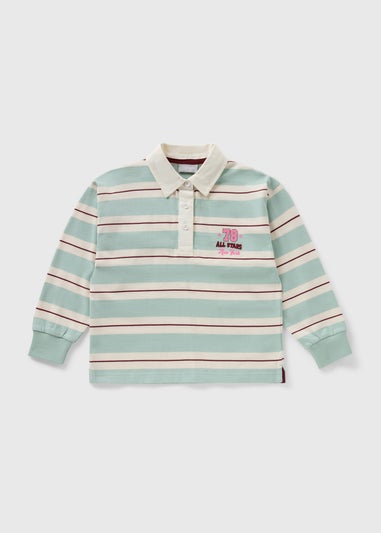 Girls Green Stripe Rugby Shirt (7-15yrs)