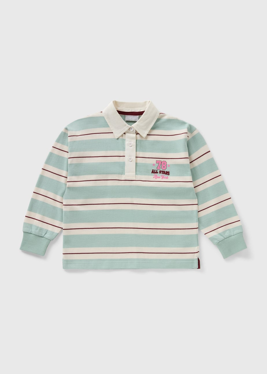 Girls Green Stripe Rugby Shirt (7-15yrs)