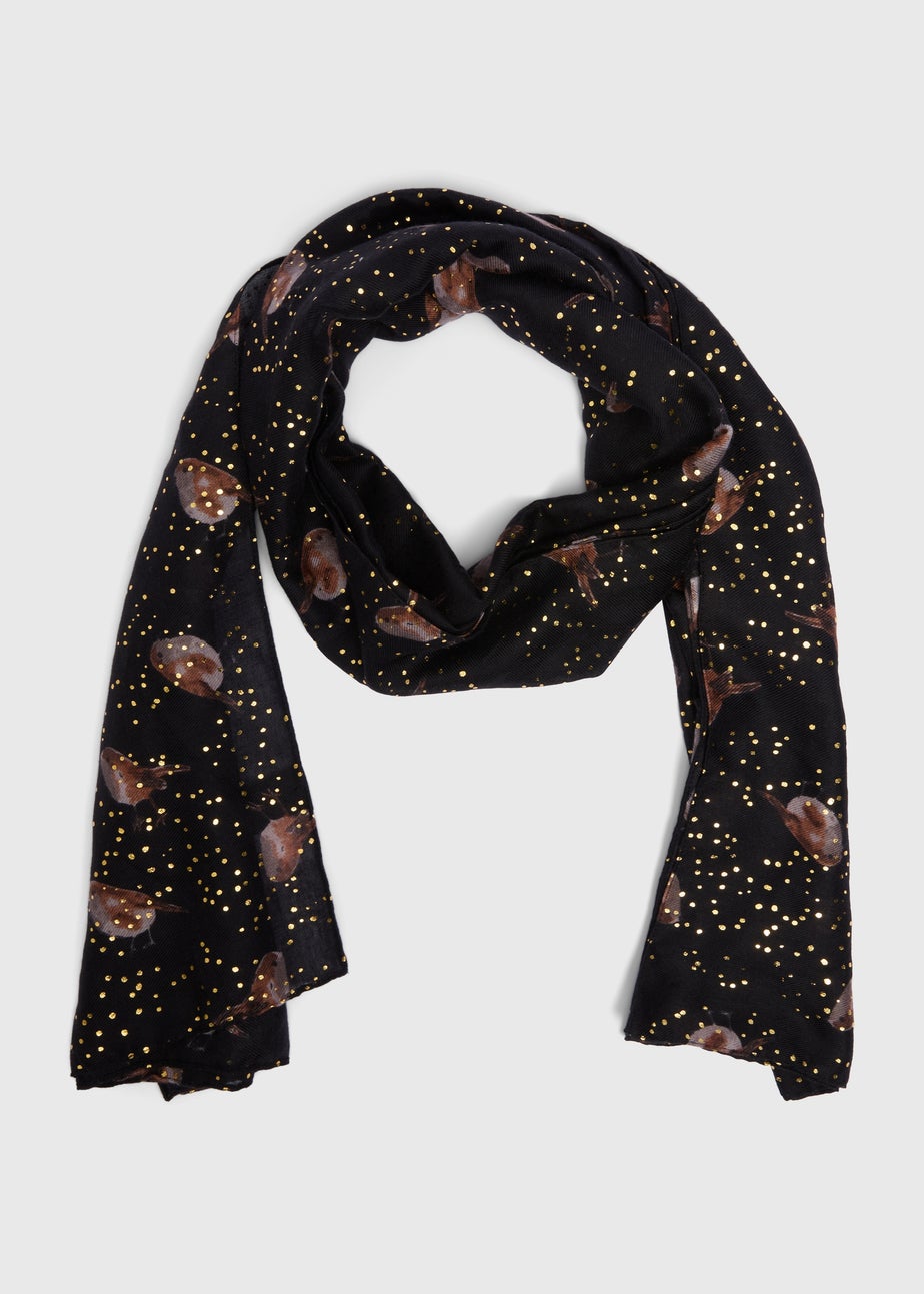 Black Woven Robin Scarf