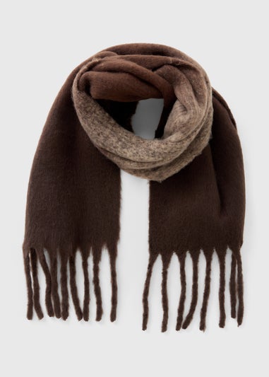 Chocolate Brown Ombre Brushed Knit Scarf