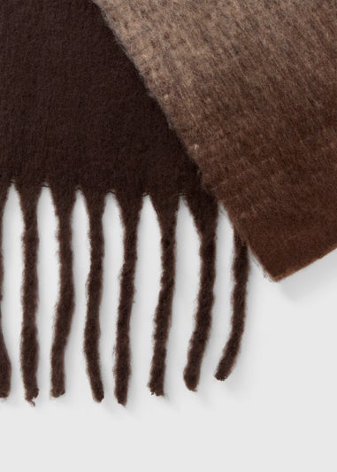 Chocolate Brown Ombre Brushed Knit Scarf