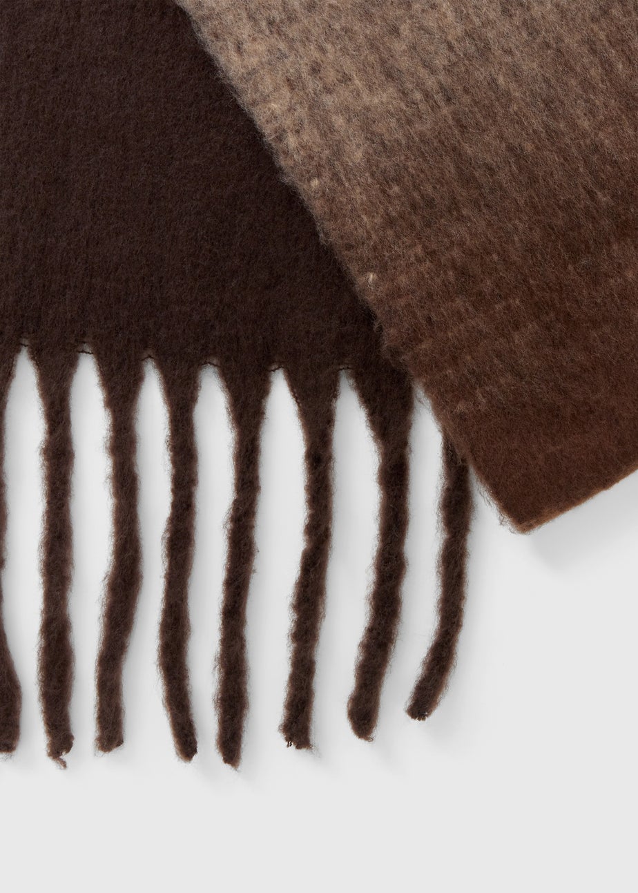 Chocolate Brown Ombre Brushed Knit Scarf