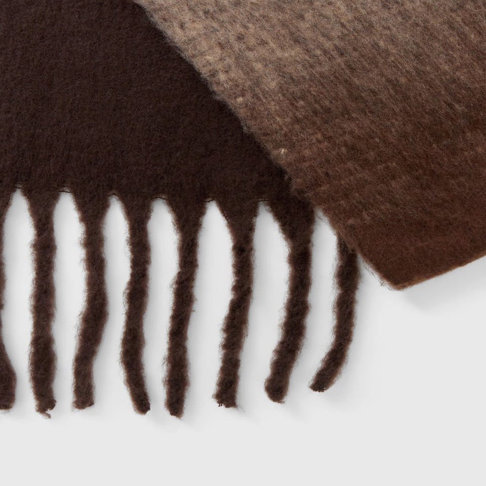 Chocolate Brown Ombre Brushed Knit Scarf
