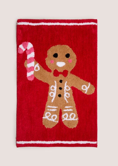 Red Gingerbread Bath Mat