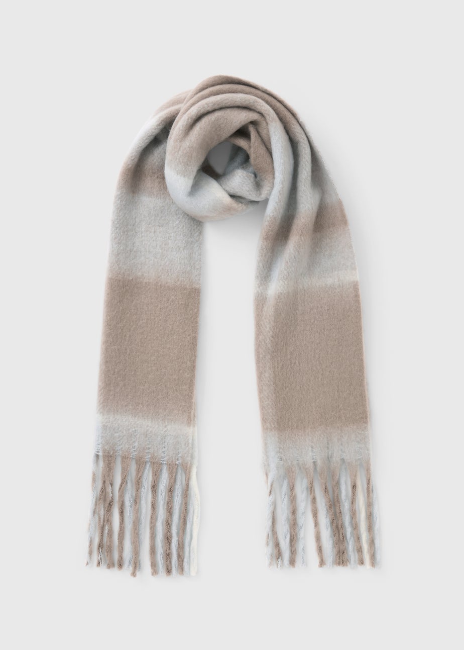 Blue Check Brushed Scarf