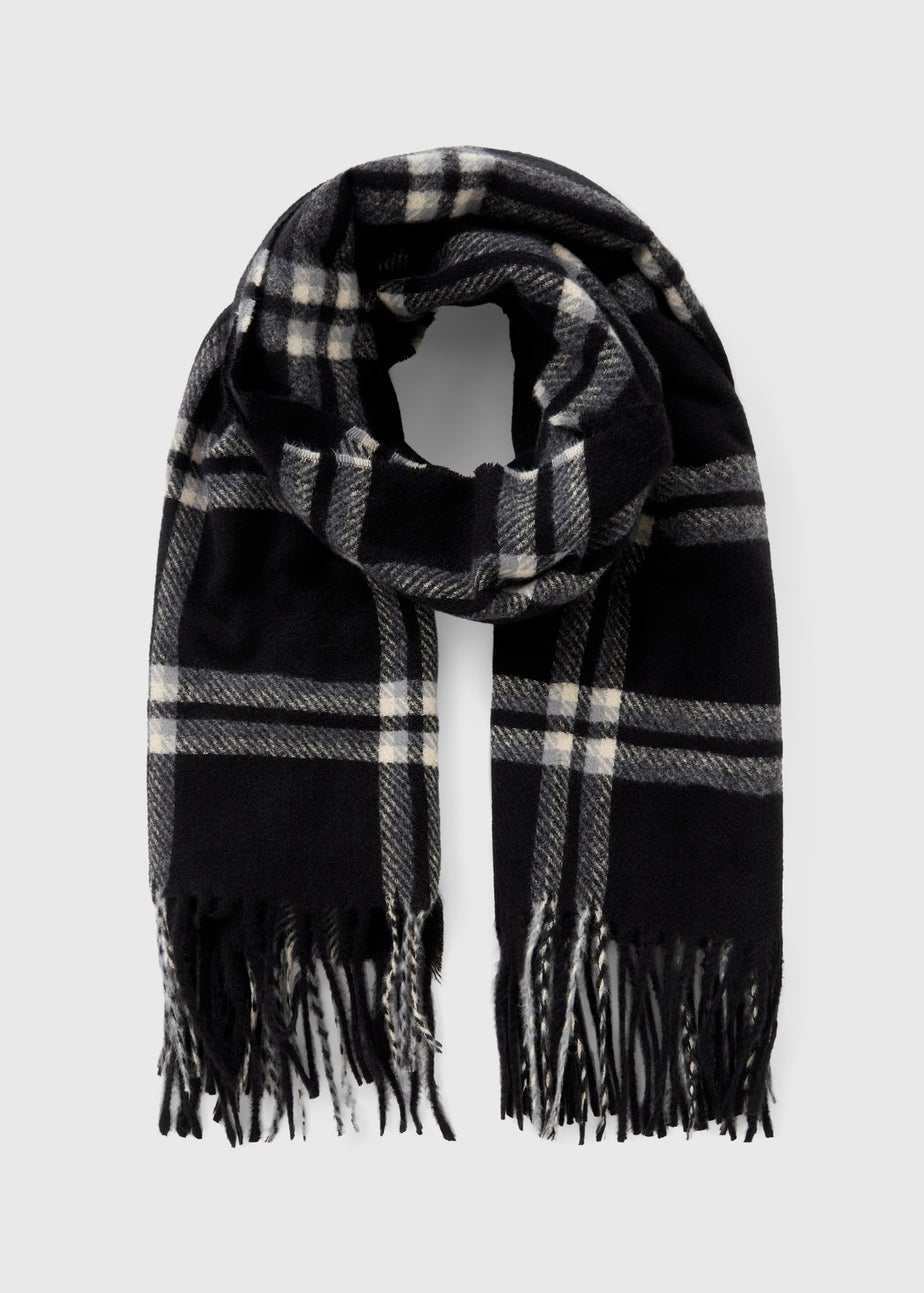 Black Dark Check Scarf