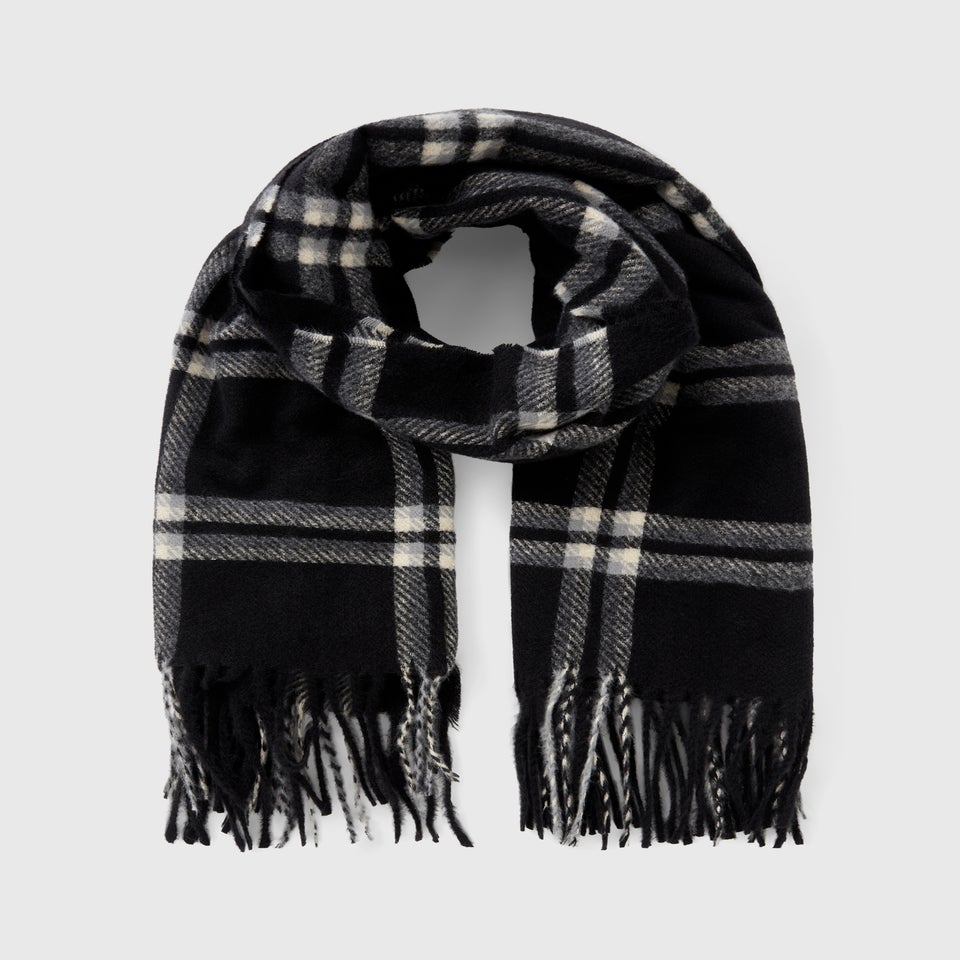 Black Dark Check Scarf