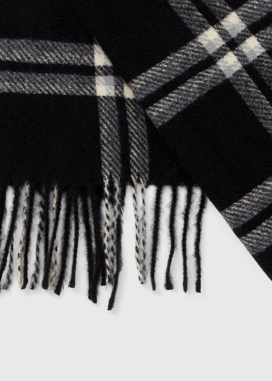 Black Dark Check Scarf