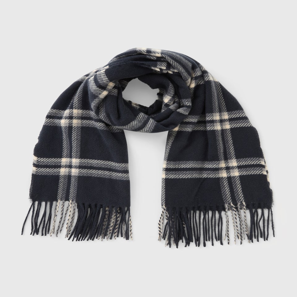 Navy Check Scarf