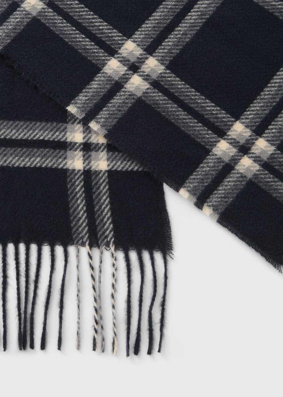 Navy Check Scarf