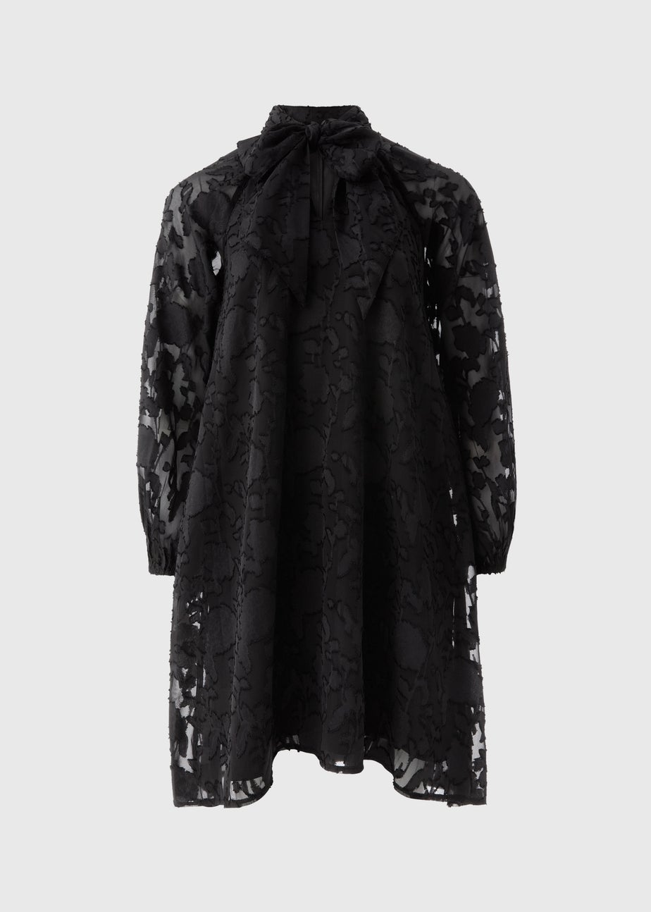 Black Tie Neck Mini Dress