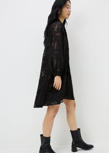 Black Tie Neck Mini Dress