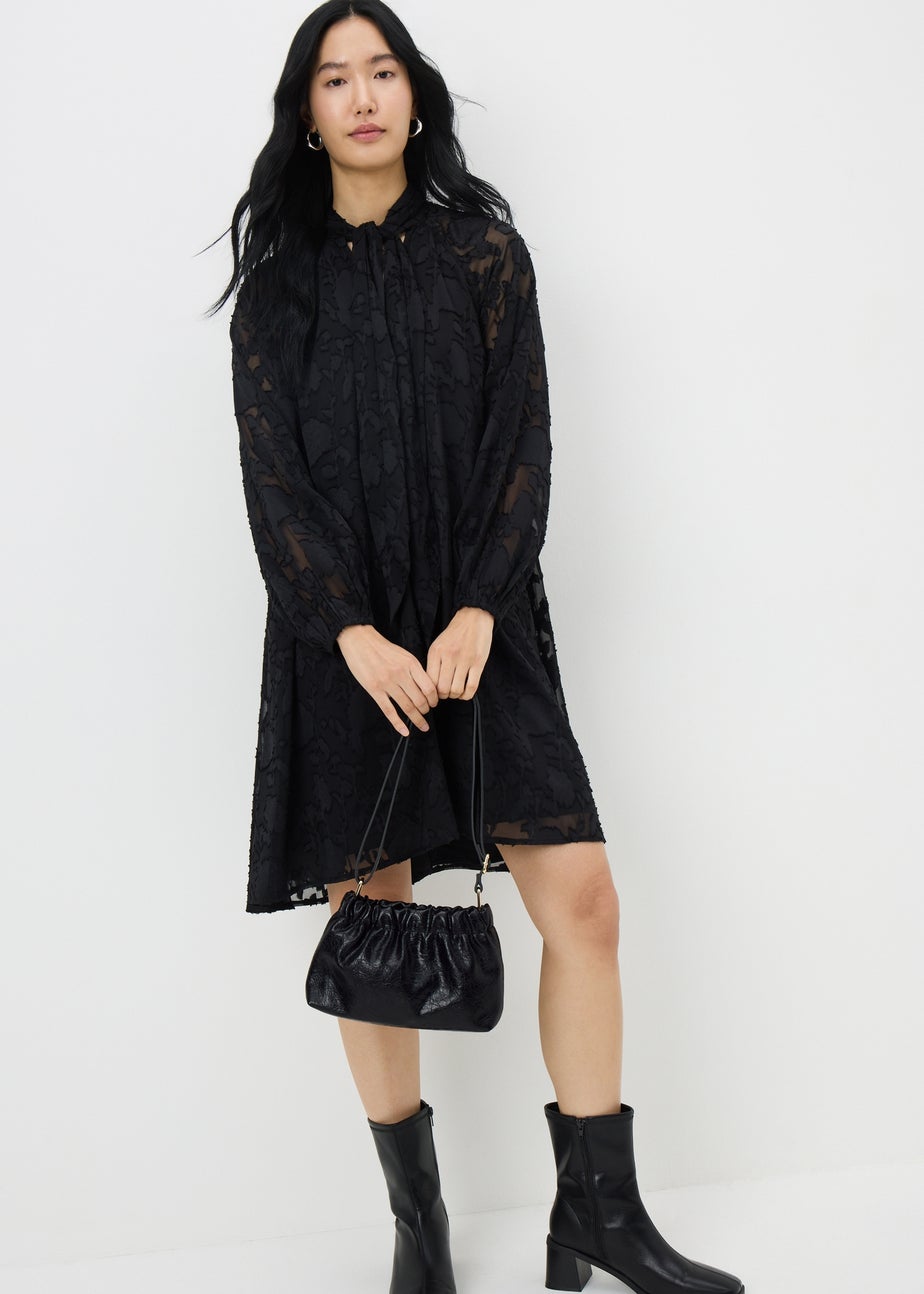 Black Tie Neck Mini Dress