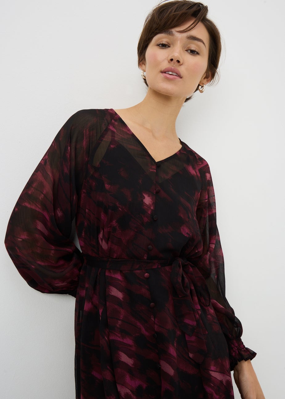 Red Watercolour Tiered Mini Dress