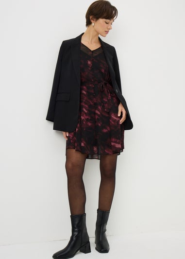 Red Watercolour Tiered Mini Dress