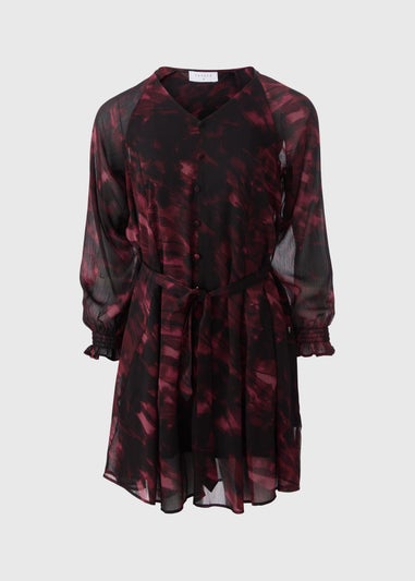 Red Watercolour Tiered Mini Dress