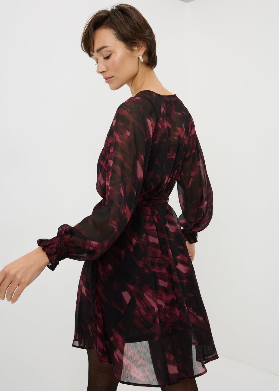 Red Watercolour Tiered Mini Dress