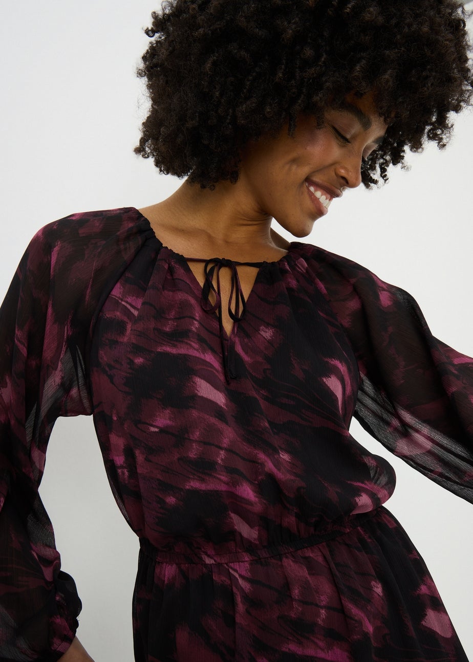 Red Watercolour Midaxi Dress