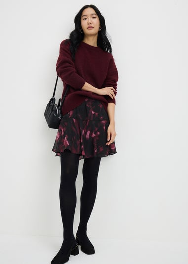 Black Printed Tiered Skirt