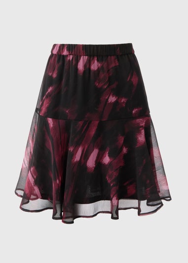 Black Printed Tiered Skirt