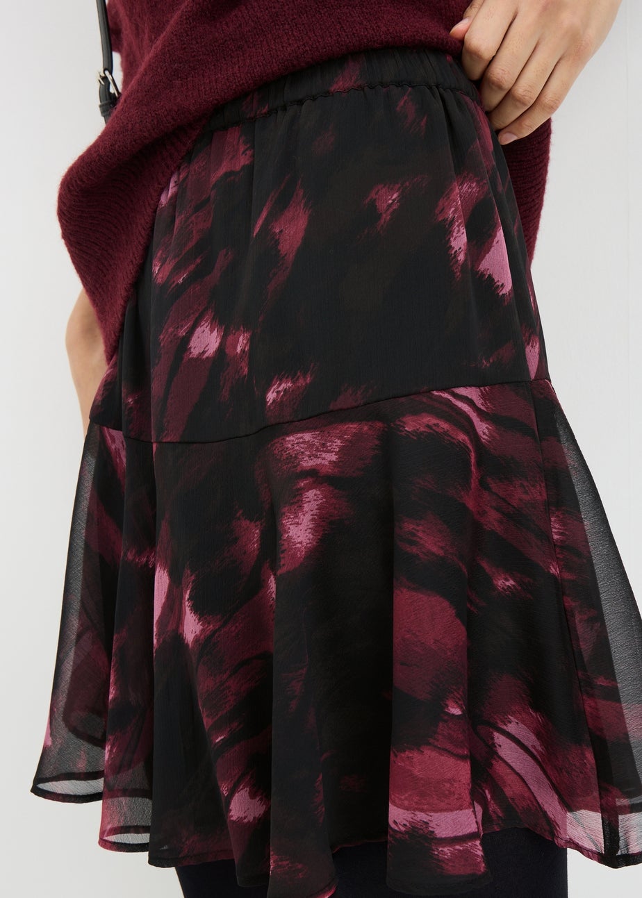 Black Printed Tiered Skirt