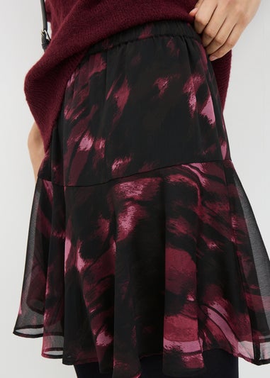 Black Printed Tiered Skirt