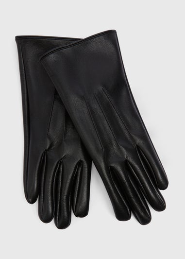 Black Faux Leather Gloves