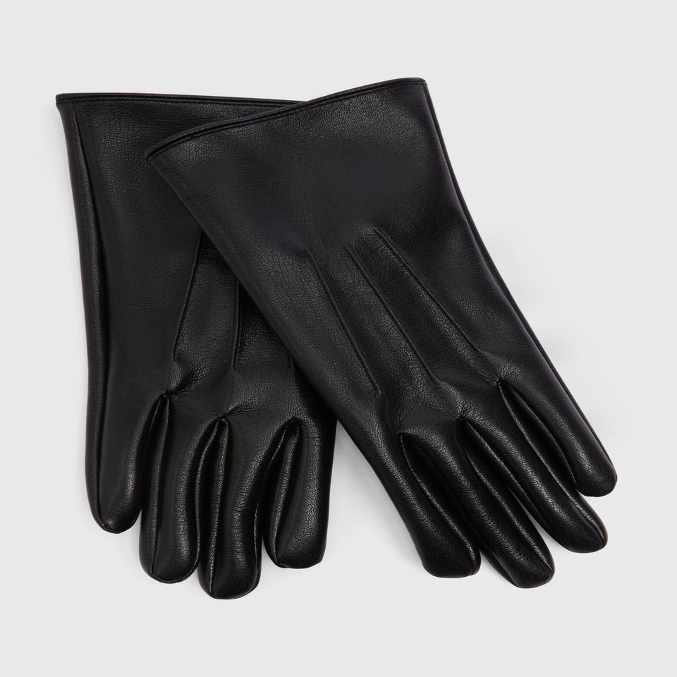 Black Faux Leather Gloves