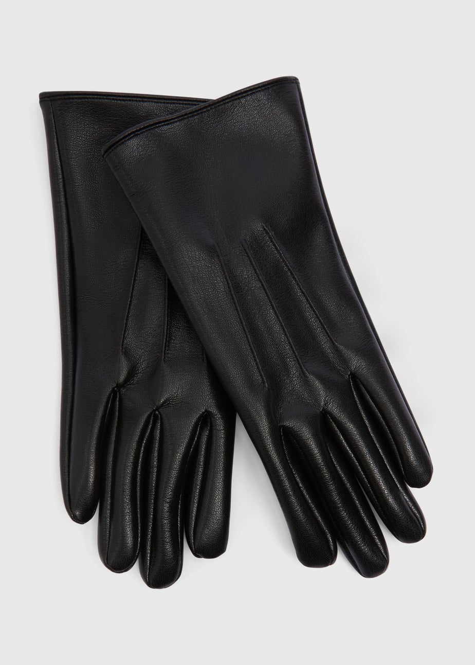 Black Faux Leather Gloves